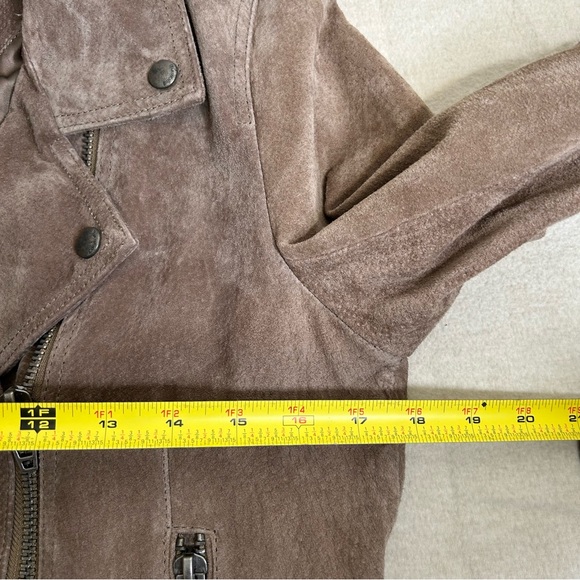 BLANKNYC‎ WOMENS TAUPE LEATHER LONG SLEEVE COLLARED HOODED MOTO JACKET SIZE M - Picture 10 of 12